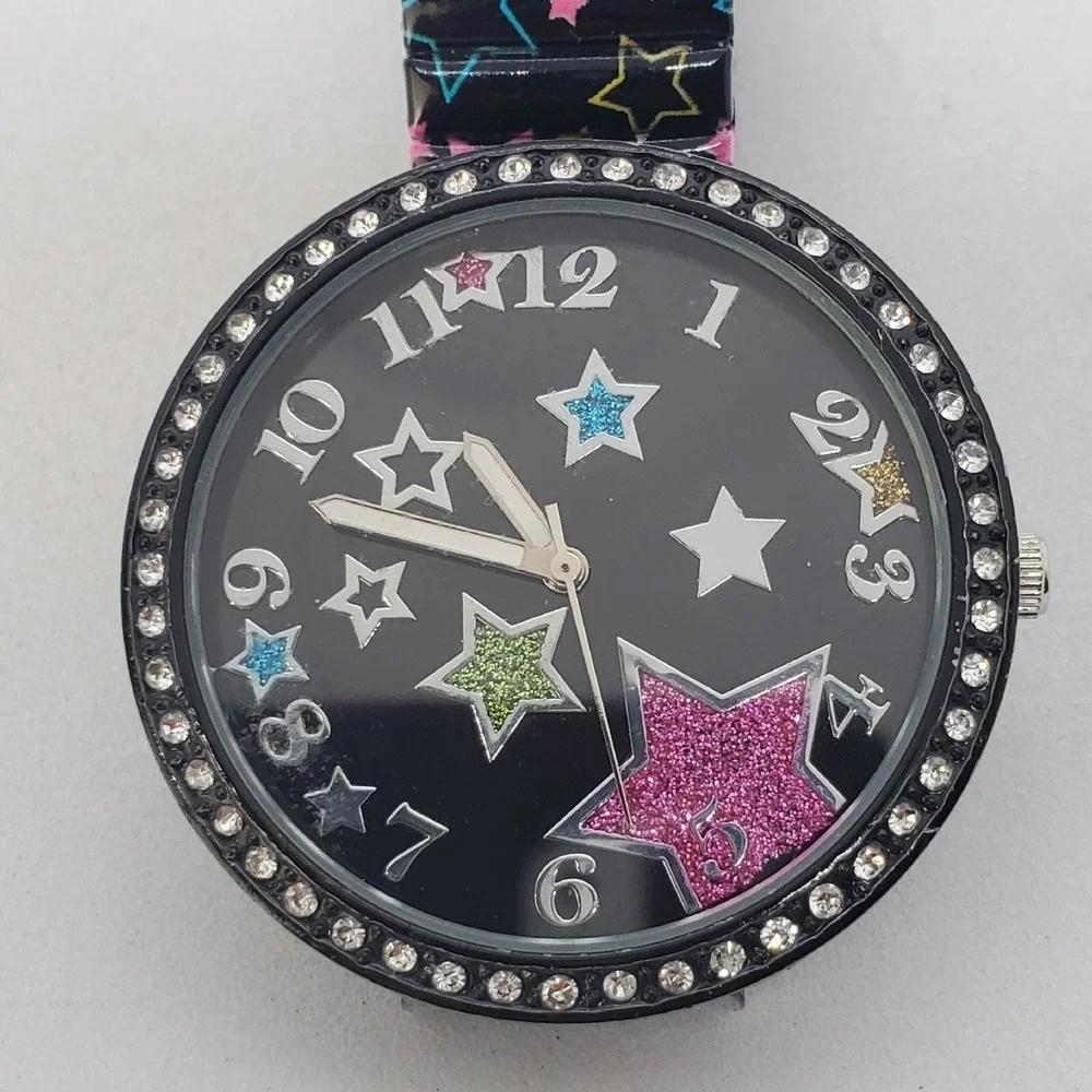 Women's Twinkle Watch 40MM Black Dial Case Black Stretched Band‎ 6